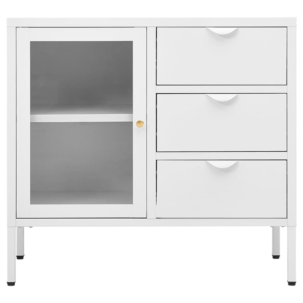 vidaXL Μπουφές Λευκός 75 x 35 x 70 εκ. από Ατσάλι και Ψημένο Γυαλί