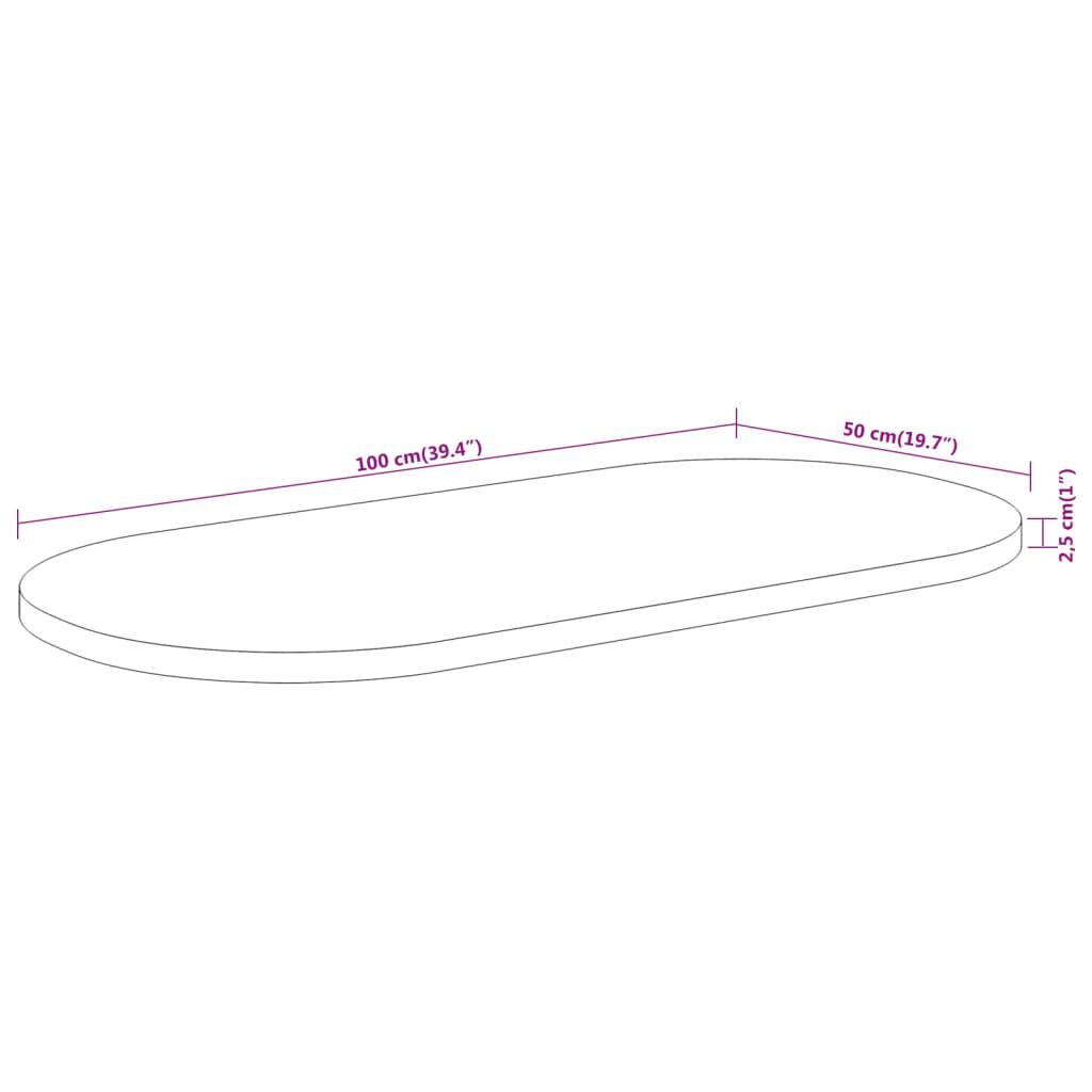 vidaXL Επιφάνεια Τραπεζιού Οβάλ 100x50x2,5 εκ. Μασίφ Ξύλο Ακακίας