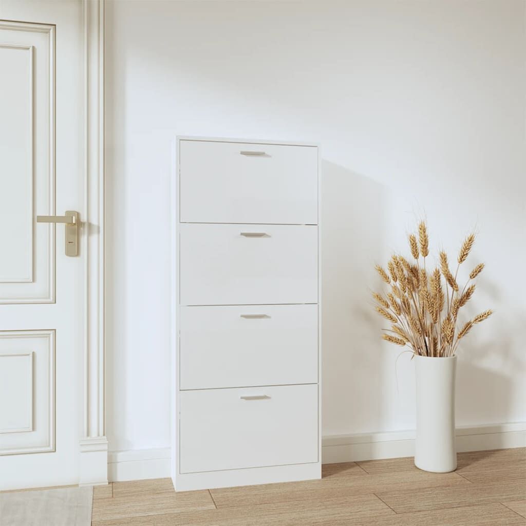 vidaXL Παπουτσοθήκη Γυαλιστερό Λευκό 59x17x150 εκ. Επεξεργασμένο Ξύλο
