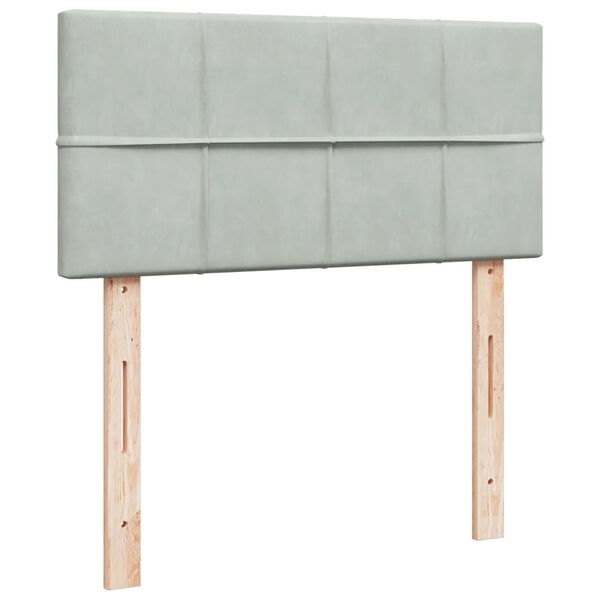 vidaXL Κρεβάτι Boxspring με Στρώμα Ανοιχτό Γκρι 100x200 εκ. Βελούδινο