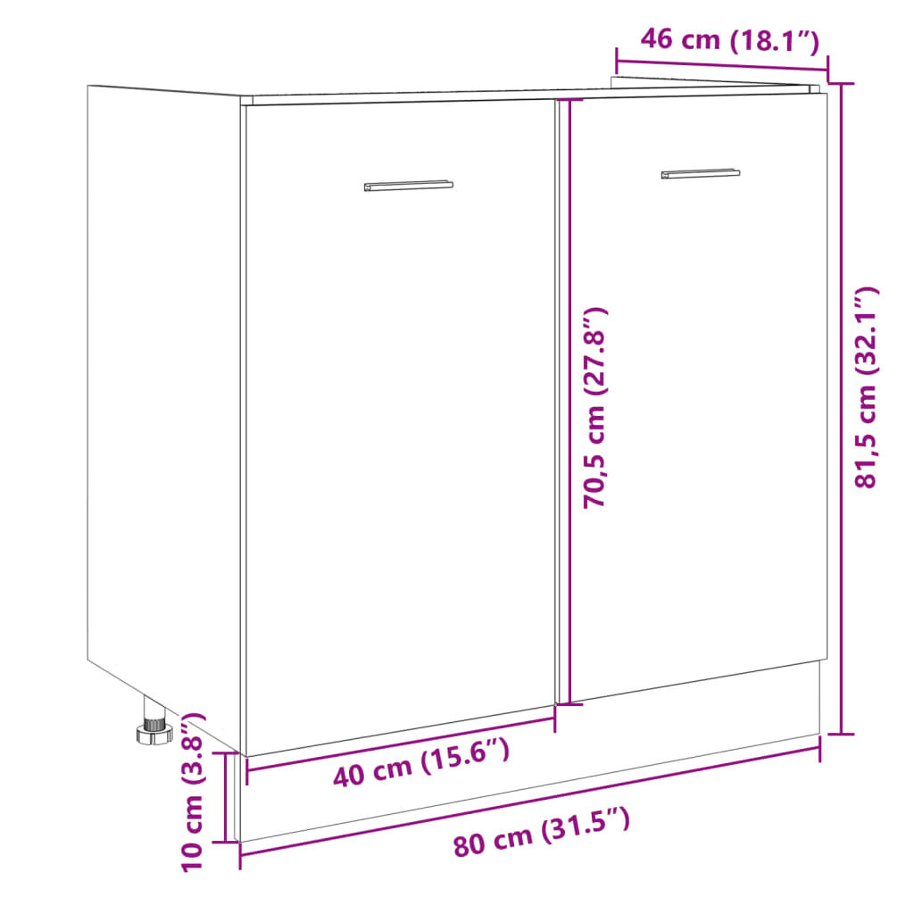 vidaXL Κάτω Ντουλάπι Lyon Sonoma Δρυς 80 x 46 x 81,5 εκ. Επεξ. Ξύλο