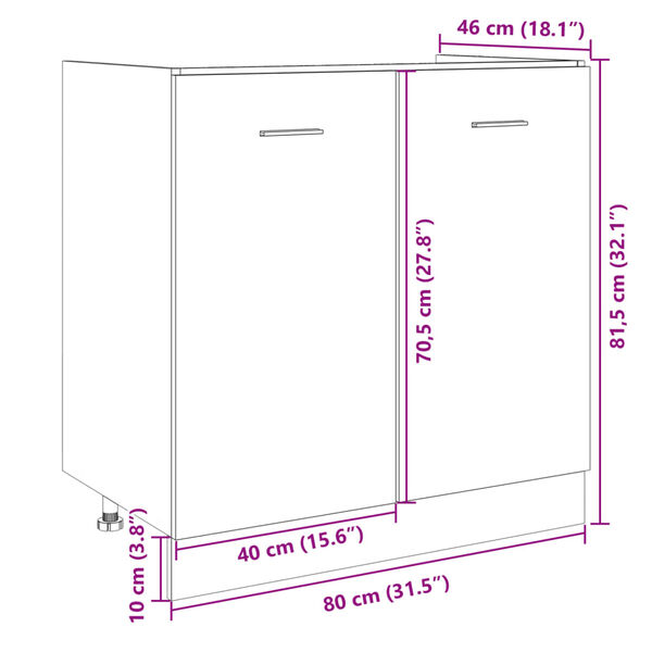 vidaXL Κάτω Ντουλάπι Lyon Sonoma Δρυς 80 x 46 x 81,5 εκ. Επεξ. Ξύλο