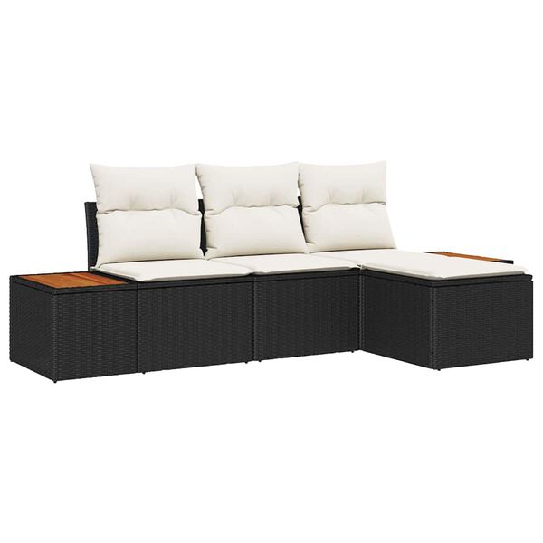 vidaXL με μαξιλάρι Ρυθμιζόμενος 4 pcs Μαύρο