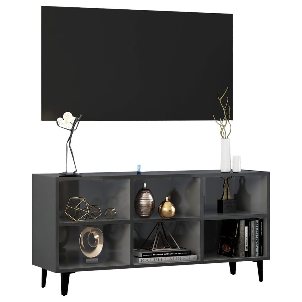 vidaXL Έπιπλο Τηλεόρασης Γυαλ. Γκρι 103,5x30x50 εκ. με Μεταλλικά Πόδια