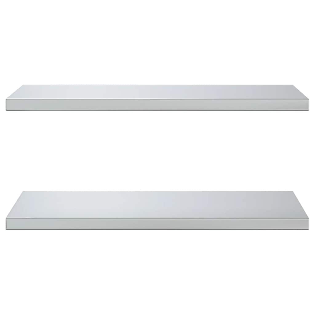 vidaXL Ράφια Τοίχου 2 τεμ. Ασημί 75x40x3 εκ. Ανοξείδωτο Ατσάλι
