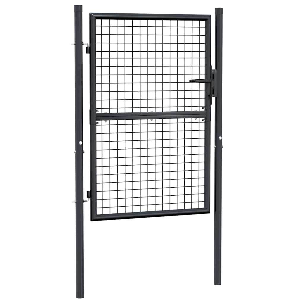 vidaXL Πόρτα Κήπου με Πλέγμα Γκρι 100x125 εκ. από Γαλβανισμένο Ατσάλι