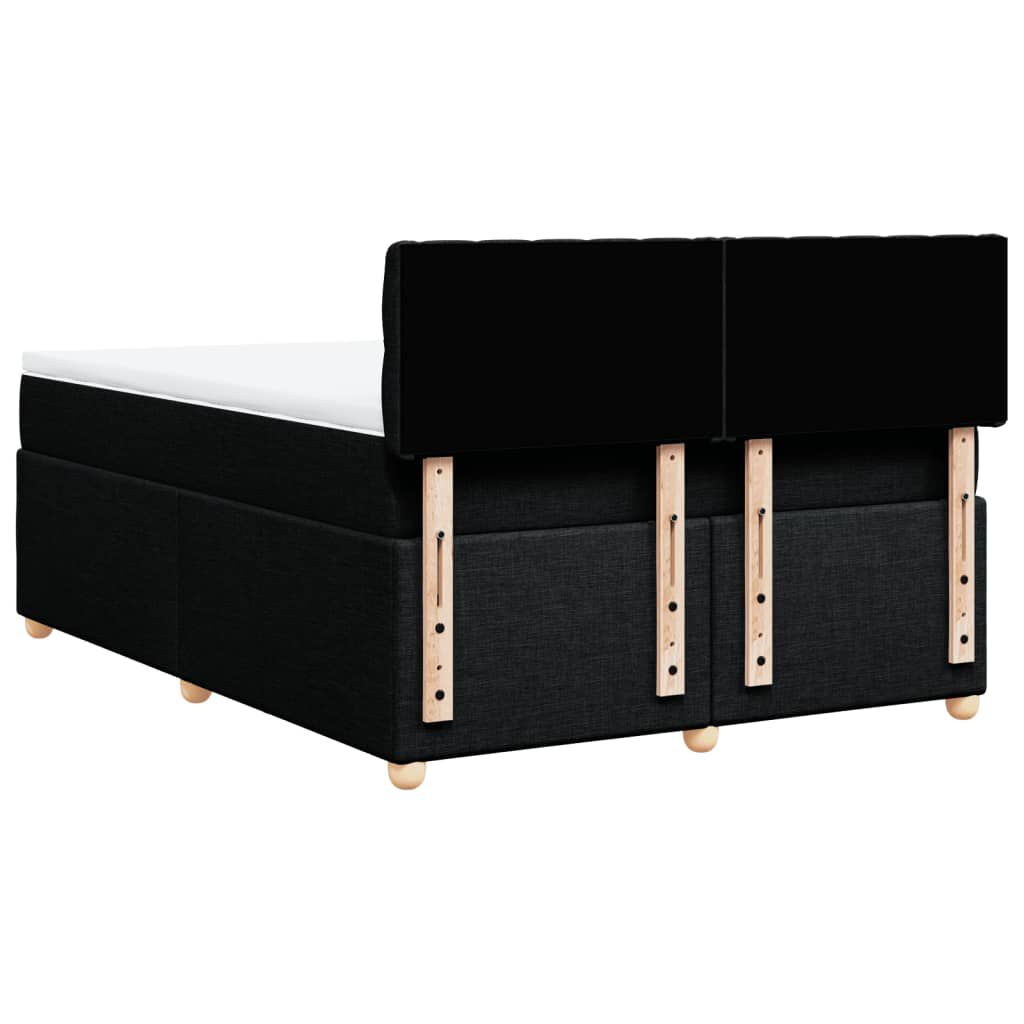 vidaXL Κρεβάτι Boxspring με Στρώμα Μαύρο 140x190 εκ. Υφασμάτινο