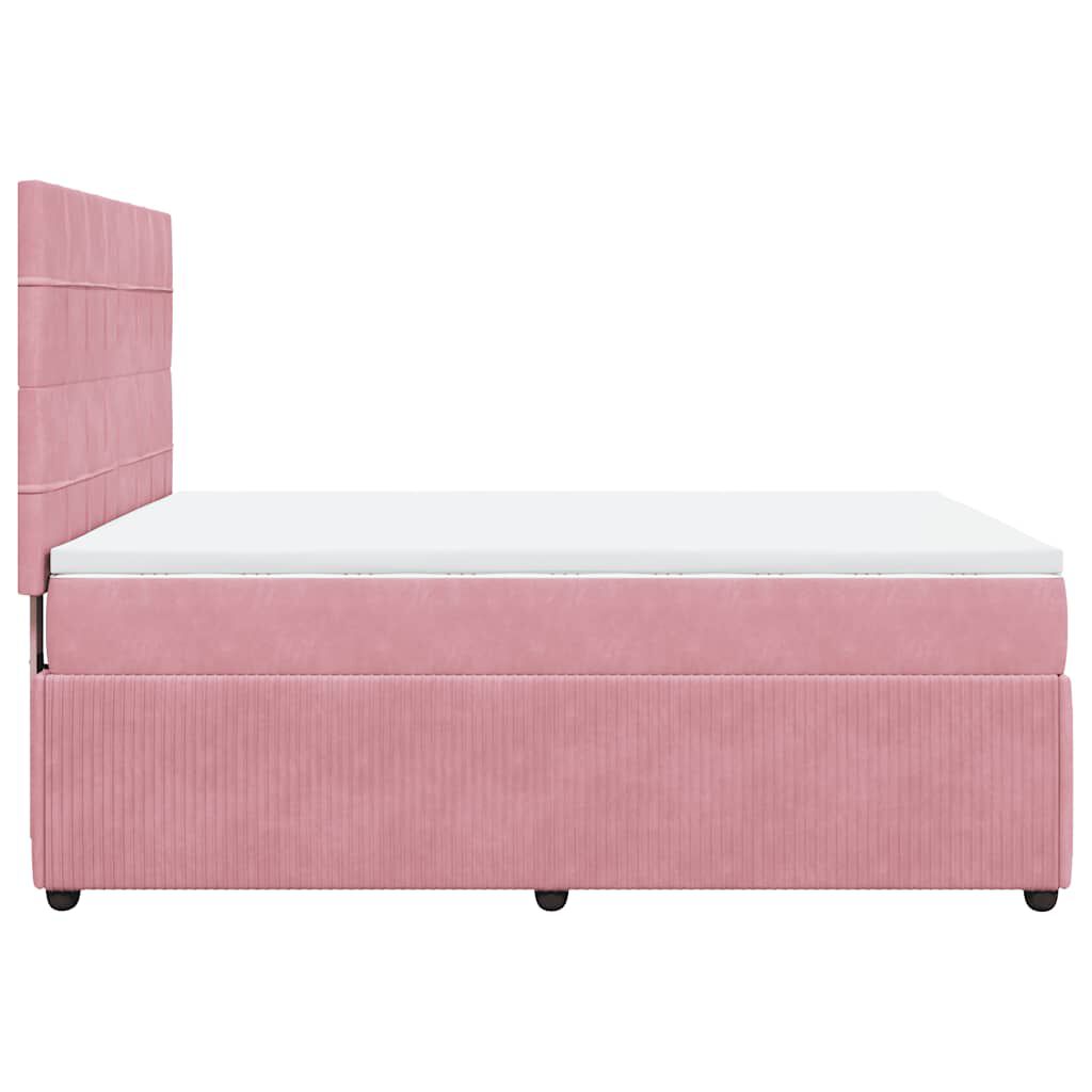 vidaXL Κρεβάτι Boxspring με Στρώμα Ροζ 140x190 εκ. Βελούδινο