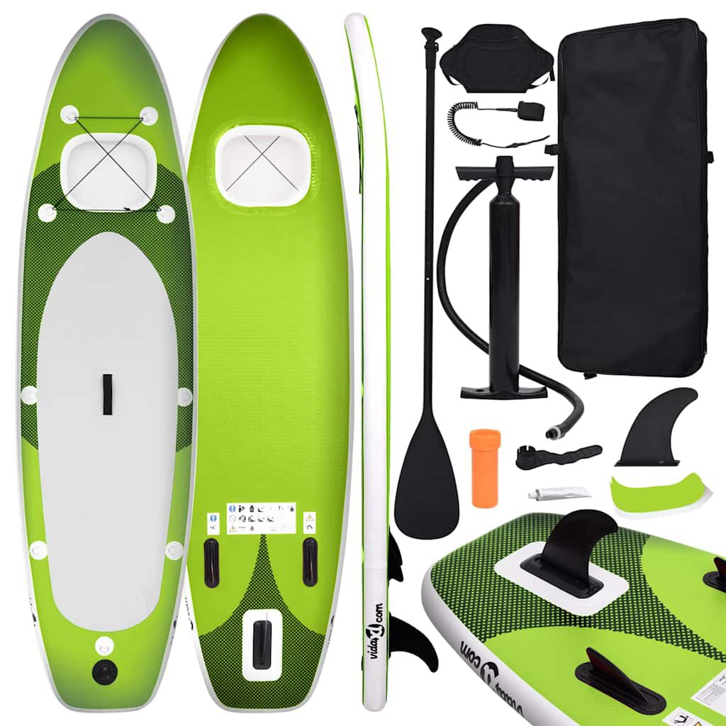 vidaXL Σανίδα SUP Φουσκωτή Σετ Πράσινη 300 x 76 x 10 εκ.