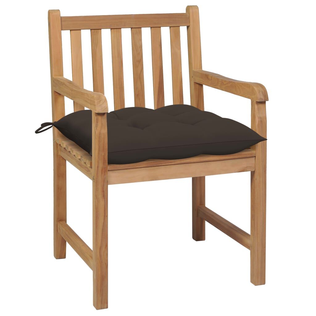 vidaXL Καρέκλες Κήπου 2 τεμ. από Μασίφ Ξύλο Teak με Taupe Μαξιλάρια