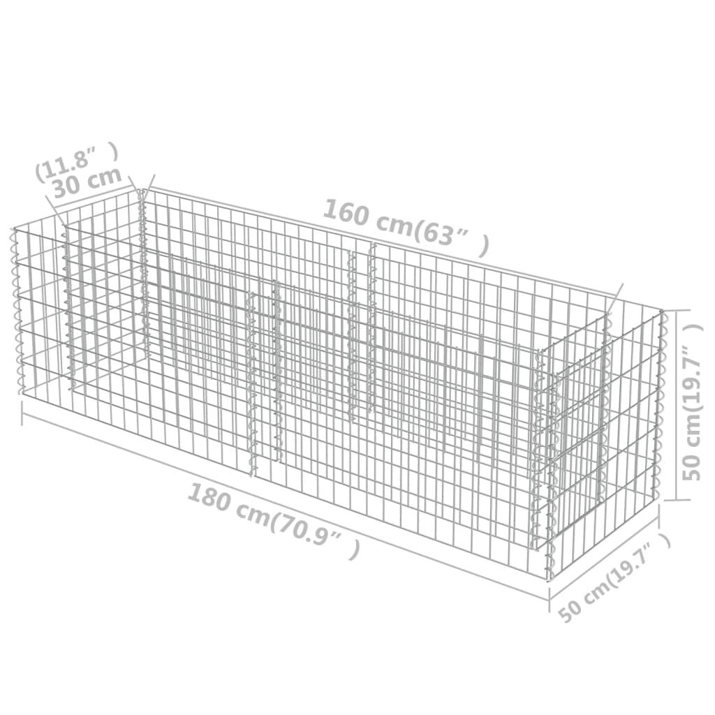 vidaXL Συρματοκιβώτιο-Γλάστρα Υπερυψωμένη 180x50x50 εκ. Γαλβ. Χάλυβας