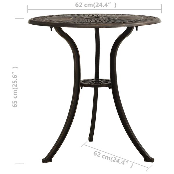 vidaXL Τραπέζι Κήπου Μπρονζέ 62 x 62 x 65 εκ. από Χυτό Αλουμίνιο