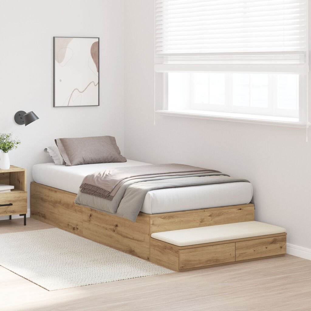 vidaXL Κρεβάτι αποθηκευτικού χώρου Artisan Oak 90x200 εκ.