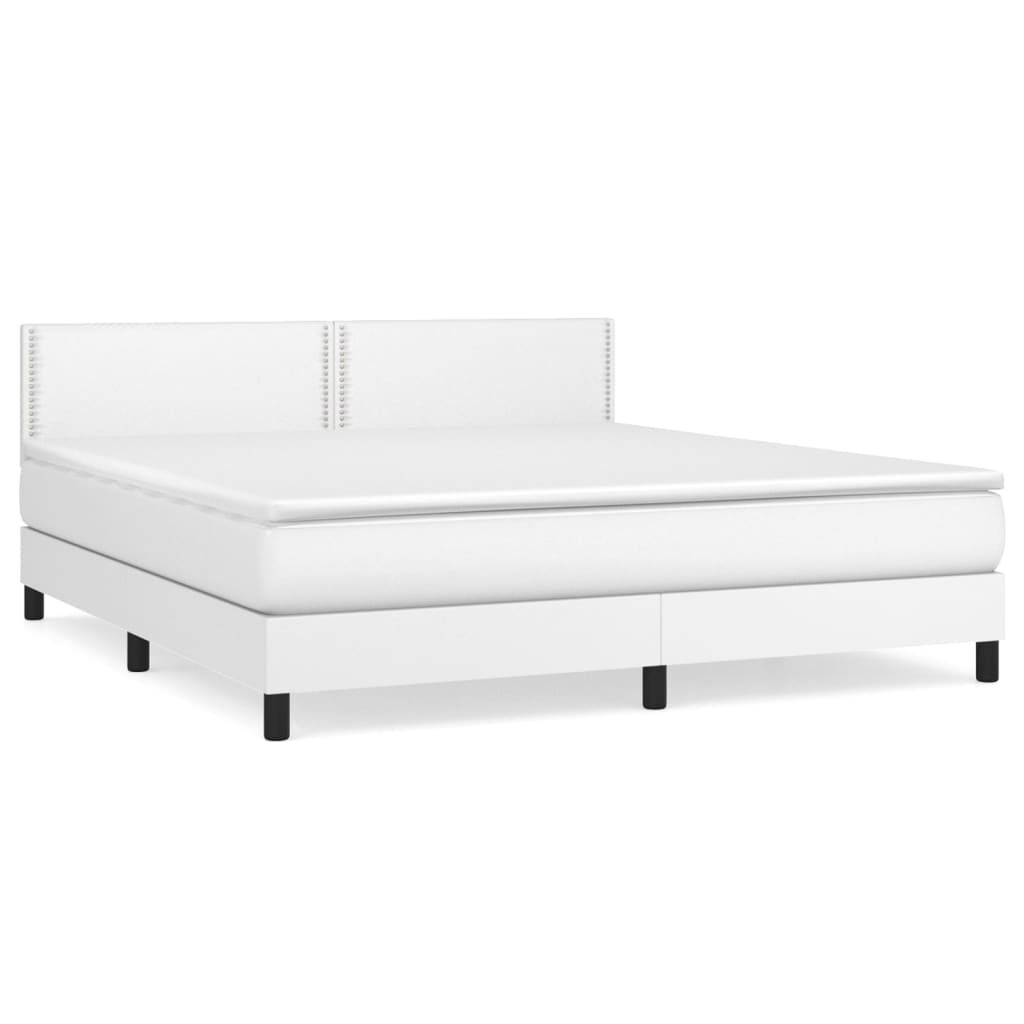 vidaXL Κρεβάτι Boxspring με Στρώμα Λευκό 160x200εκ.από Συνθετικό Δέρμα
