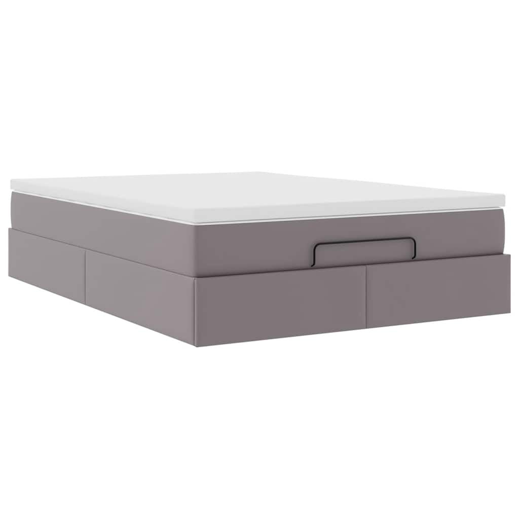 vidaXL Οθωμανικό κρεβάτι με στρώμα Γκρι 140x190cm Faux Leather
