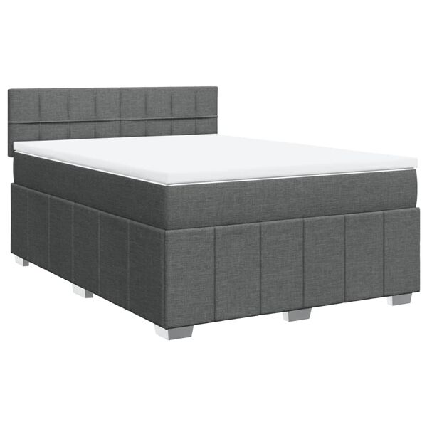 vidaXL Κρεβάτι Boxspring με Στρώμα Σκούρο Γκρι 160x200 εκ Υφασμάτινο