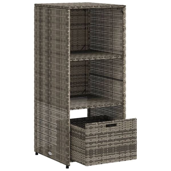 vidaXL Ντουλάπι Αποθήκευσης Κήπου Γκρι 50x55x115 εκ. Συνθετικό Ρατάν