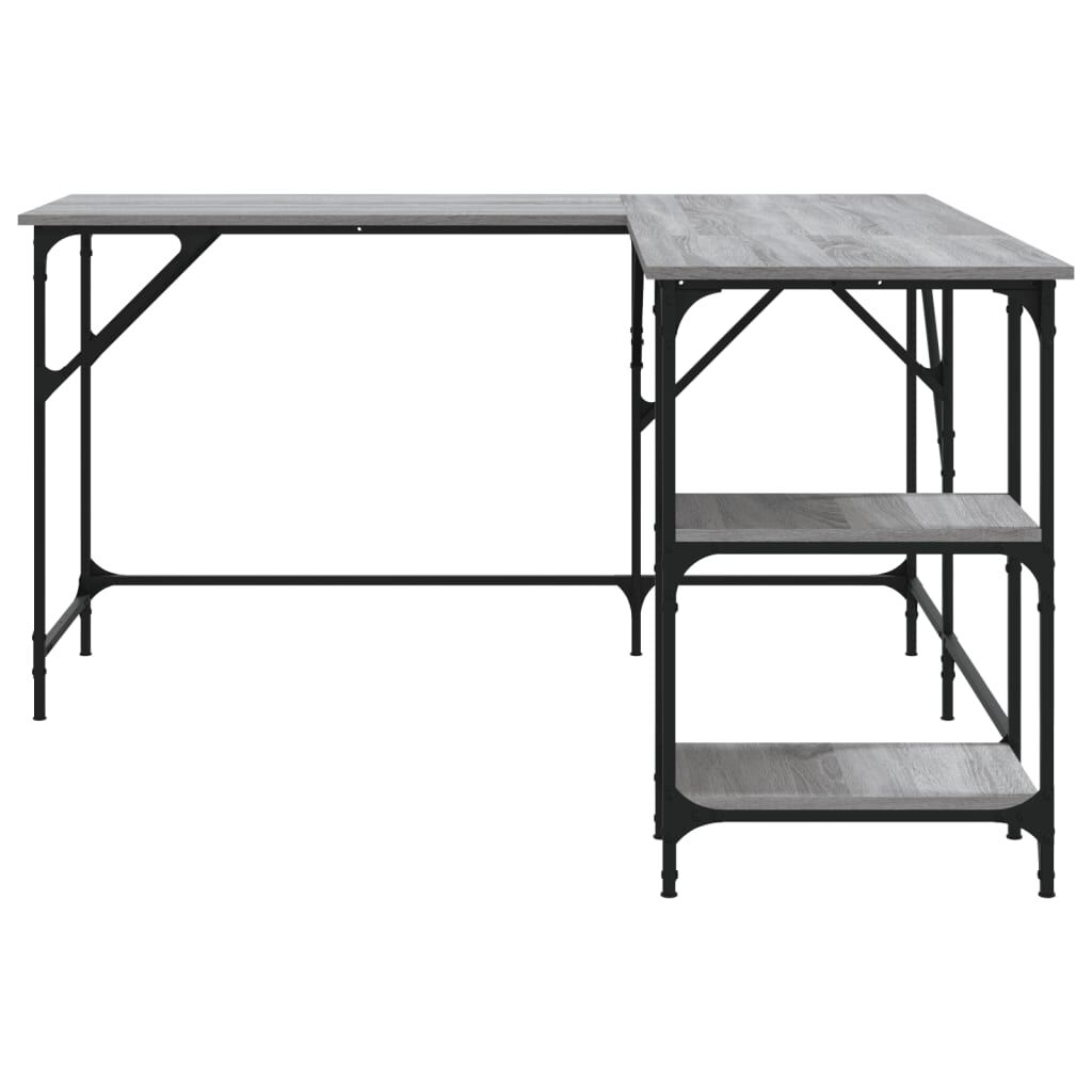 vidaXL Γραφείο Γκρι Sonoma 139x139x75 εκ. από Επεξεργασμένο Ξύλο