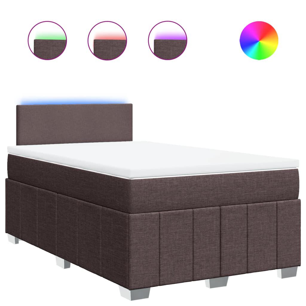 vidaXL Κρεβάτι Boxspring με Στρώμα Σκούρο Καφέ 120x190 εκ Υφασμάτινο