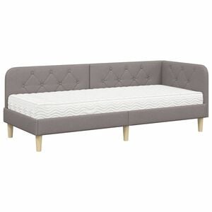 vidaXL Κρεβάτι Γωνίας με στρώμα με κεφαλάρι Taupe 80 x 200 cm ύφασμα