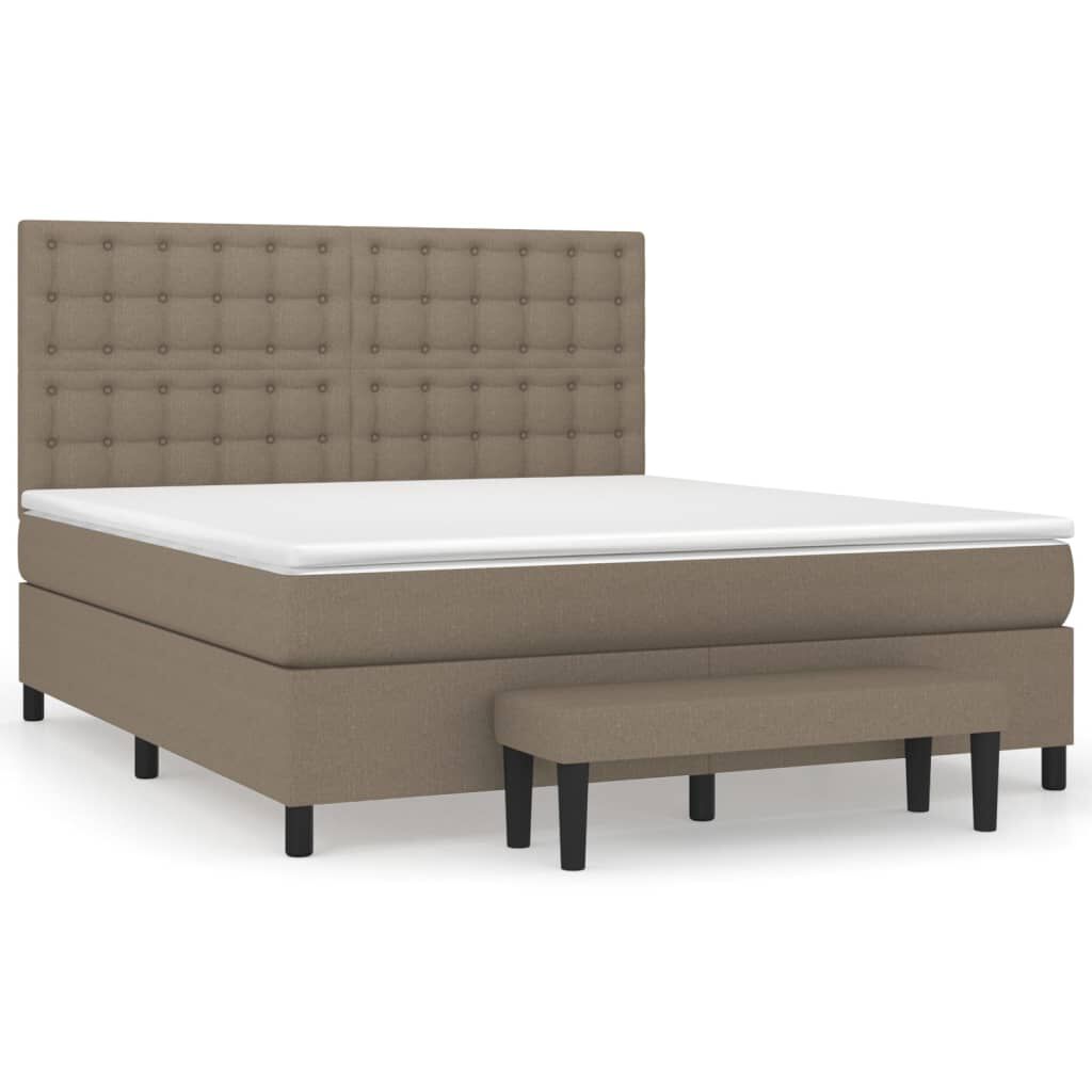 vidaXL Κρεβάτι Boxspring με Στρώμα Taupe 180x200 εκ. Υφασμάτινο