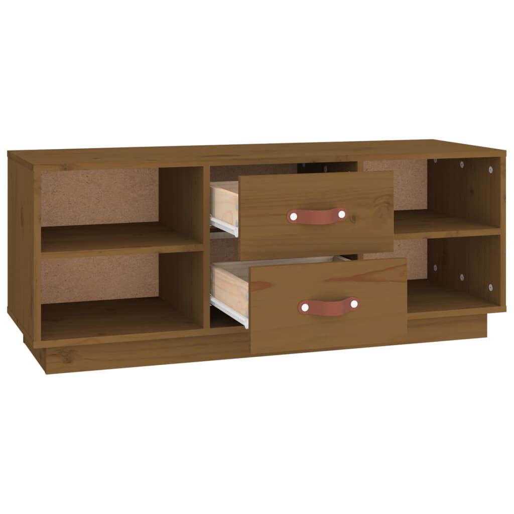 vidaXL Έπιπλο Τηλεόρασης Καφέ Μελί 100x34x40 εκ. από Μασίφ Ξύλο Πεύκου