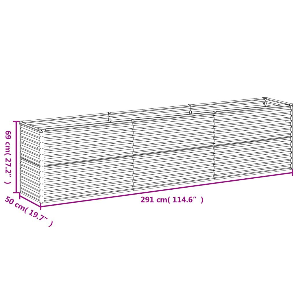 vidaXL Ζαρντινιέρα 291 x 50 x 69 εκ. από Ατσάλι Σκληρυθέν στον Αέρα