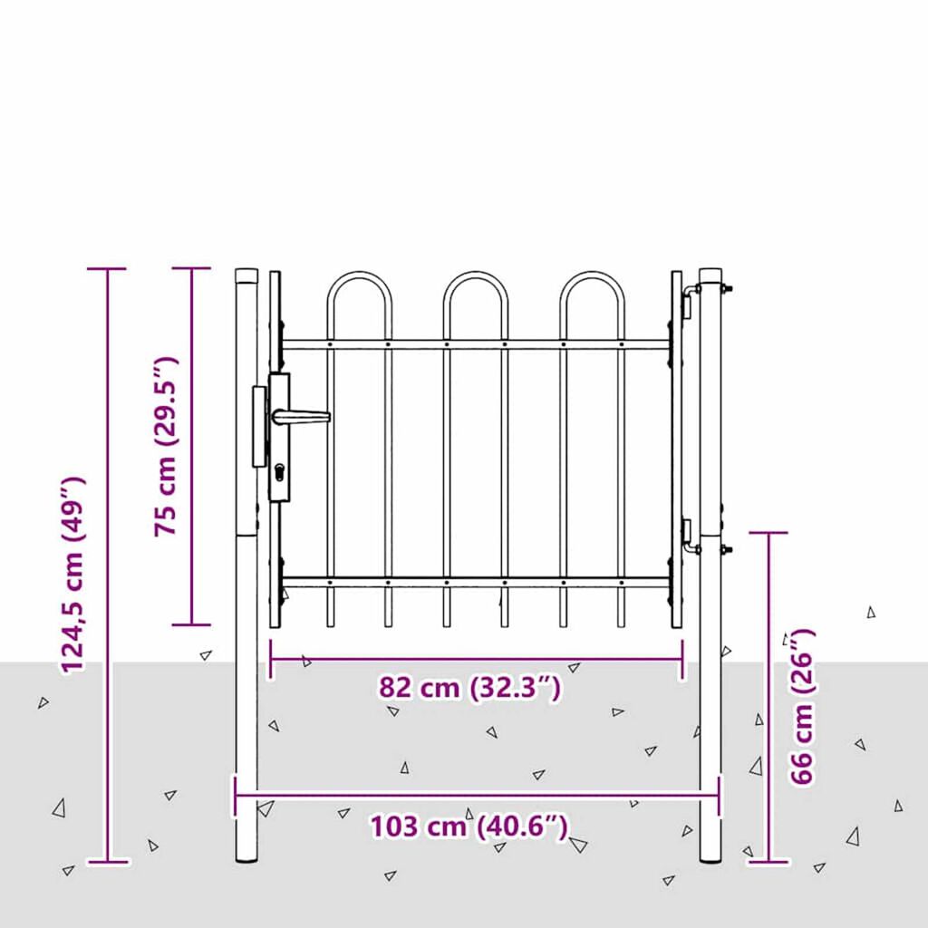 vidaXL Πύλη Φράχτη Γκρι 100 x 75 cm Χάλυβας με Επικάλυψη Πούδρας