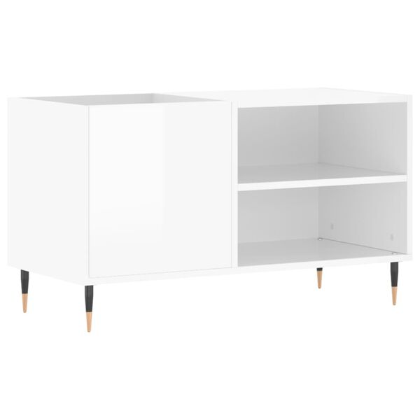 vidaXL Δισκοθήκη Γυαλ. Λευκή 85 x 38 x 48 εκ. από Επεξεργασμένο Ξύλο