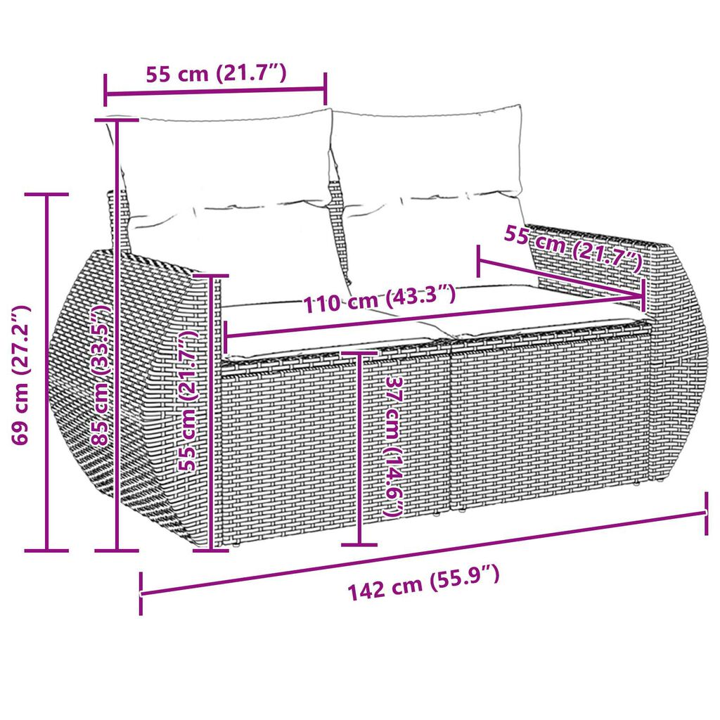 vidaXL Σετ Καναπέ Κήπου 11 pcs Μπεζ συνθετικό ρατάν