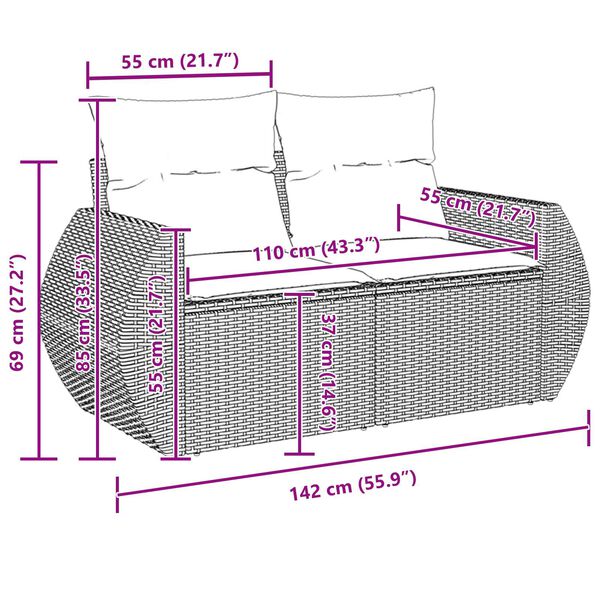 vidaXL Σετ Καναπέ Κήπου 11 pcs Μπεζ συνθετικό ρατάν