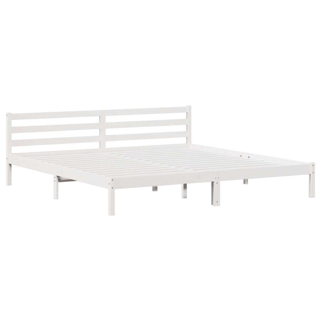 vidaXL Κρεβάτι με κεφαλάρι Λευκό 210 x 180 cm Μασίφ ξύλο πεύκου