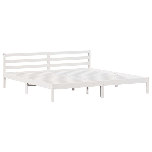 vidaXL Κρεβάτι με κεφαλάρι Λευκό 210 x 180 cm Μασίφ ξύλο πεύκου