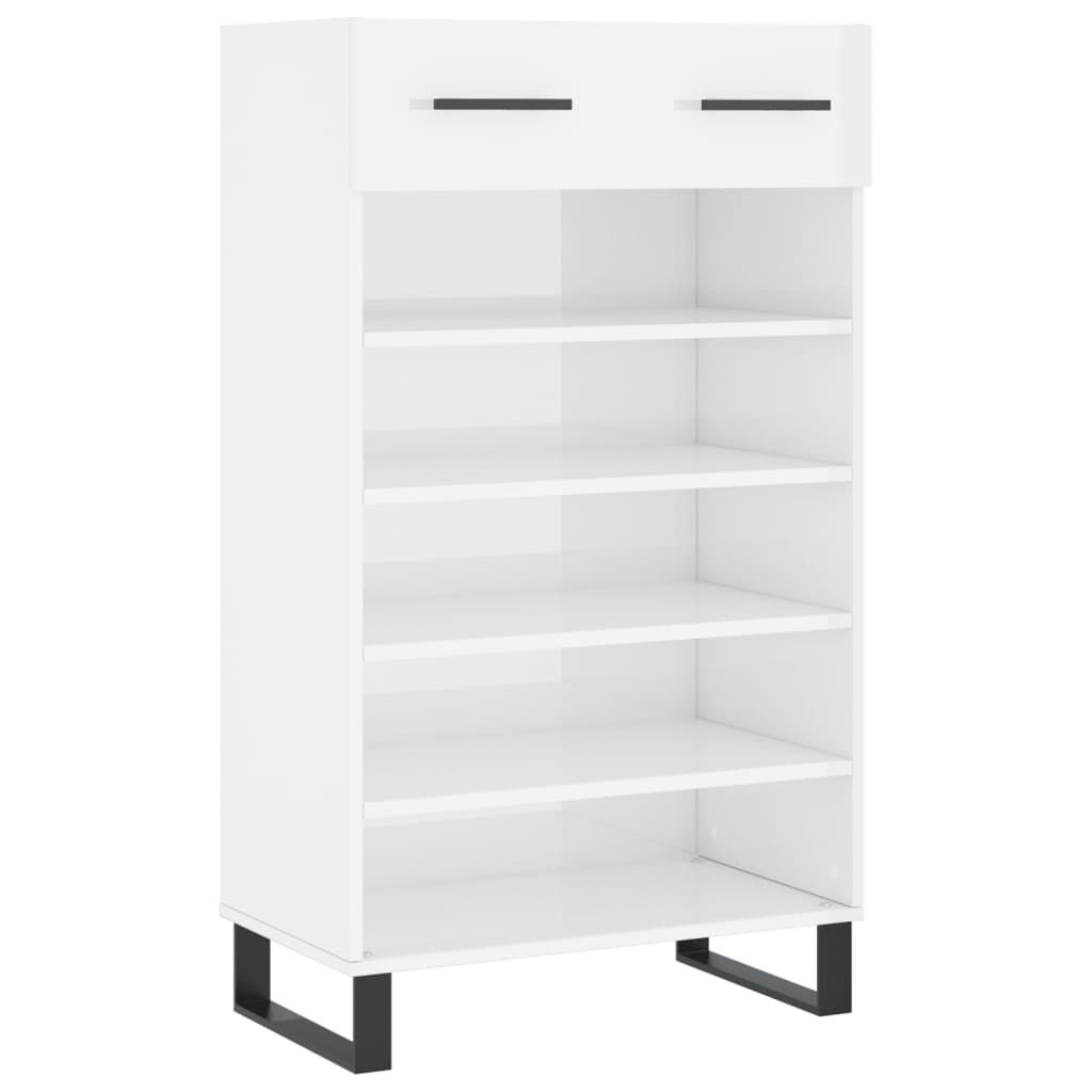 vidaXL Παπουτσοθήκη Γυαλιστερό Λευκό 60x35x105 εκ. Επεξεργασμένο Ξύλο