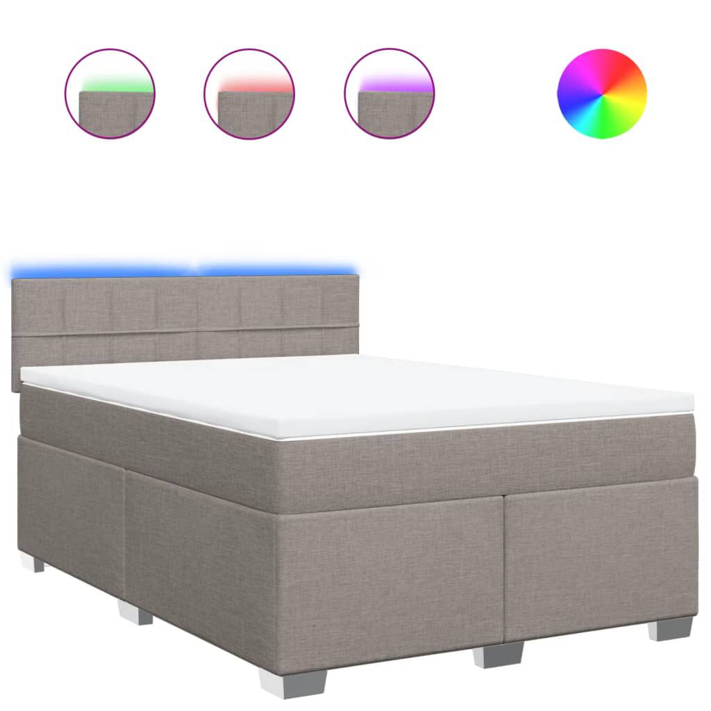 vidaXL Κρεβάτι Boxspring με Στρώμα Taupe 140x190 εκ. Υφασμάτινο