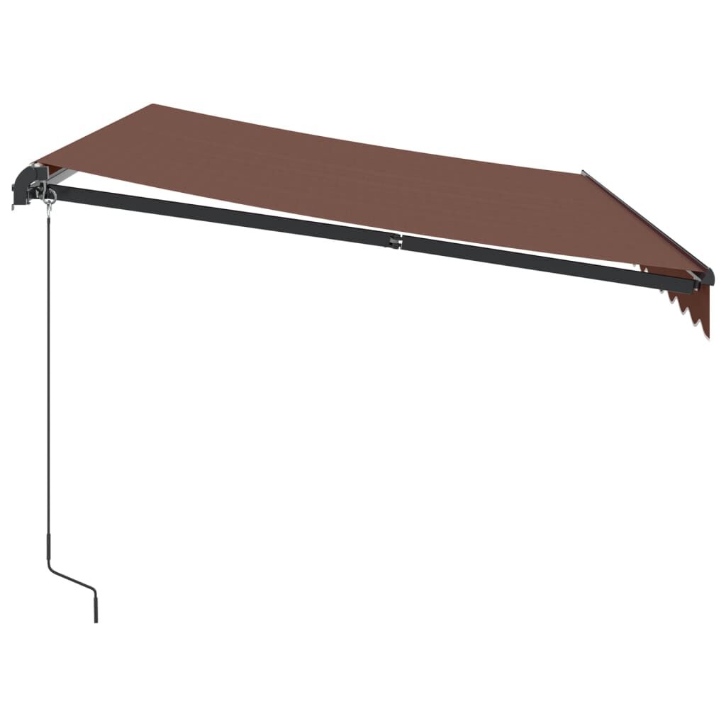 vidaXL Τέντα Πτυσσόμενη Χειροκίνητη με LED Καφέ 350x250 εκ.