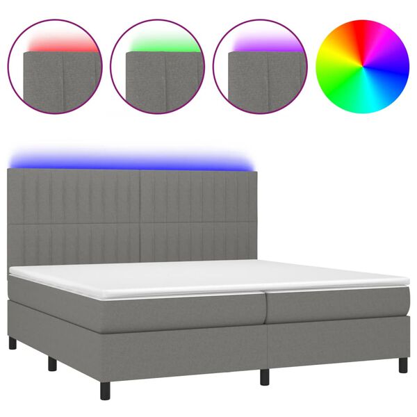 vidaXL &Kappa;&rho;&epsilon;&beta;ά&tau;&iota; Boxspring &mu;&epsilon; &Sigma;&tau;&rho;ώ&mu;&alpha; & LED &Sigma;&kappa;.&Gamma;&kappa;&rho;&iota; 200x200&epsilon;&kappa;. &Upsilon;&phi;&alpha;&sigma;&mu;ά&tau;&iota;&nu;&omicron;