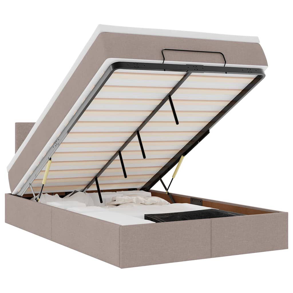 vidaXL Οθωμανικό κρεβάτι με στρώμα & LEDs Taupe 120x200cm ύφασμα