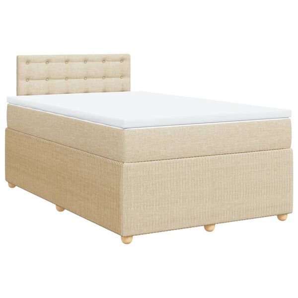 vidaXL Κρεβάτι Boxspring με Στρώμα Κρεμ 120x200 εκ. Υφασμάτινο