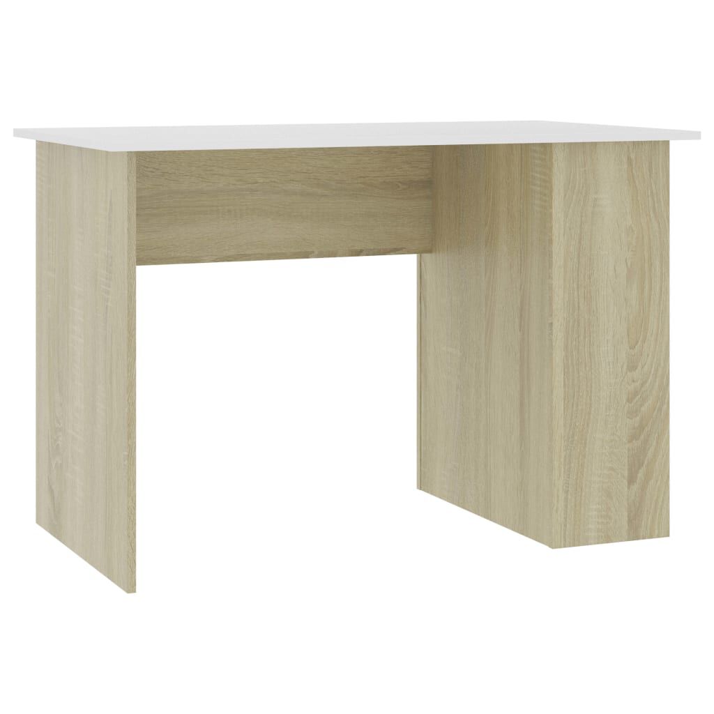 vidaXL Γραφείο Λευκό / Sonoma Δρυς 110 x 60 x 73 εκ. από Μοριοσανίδα