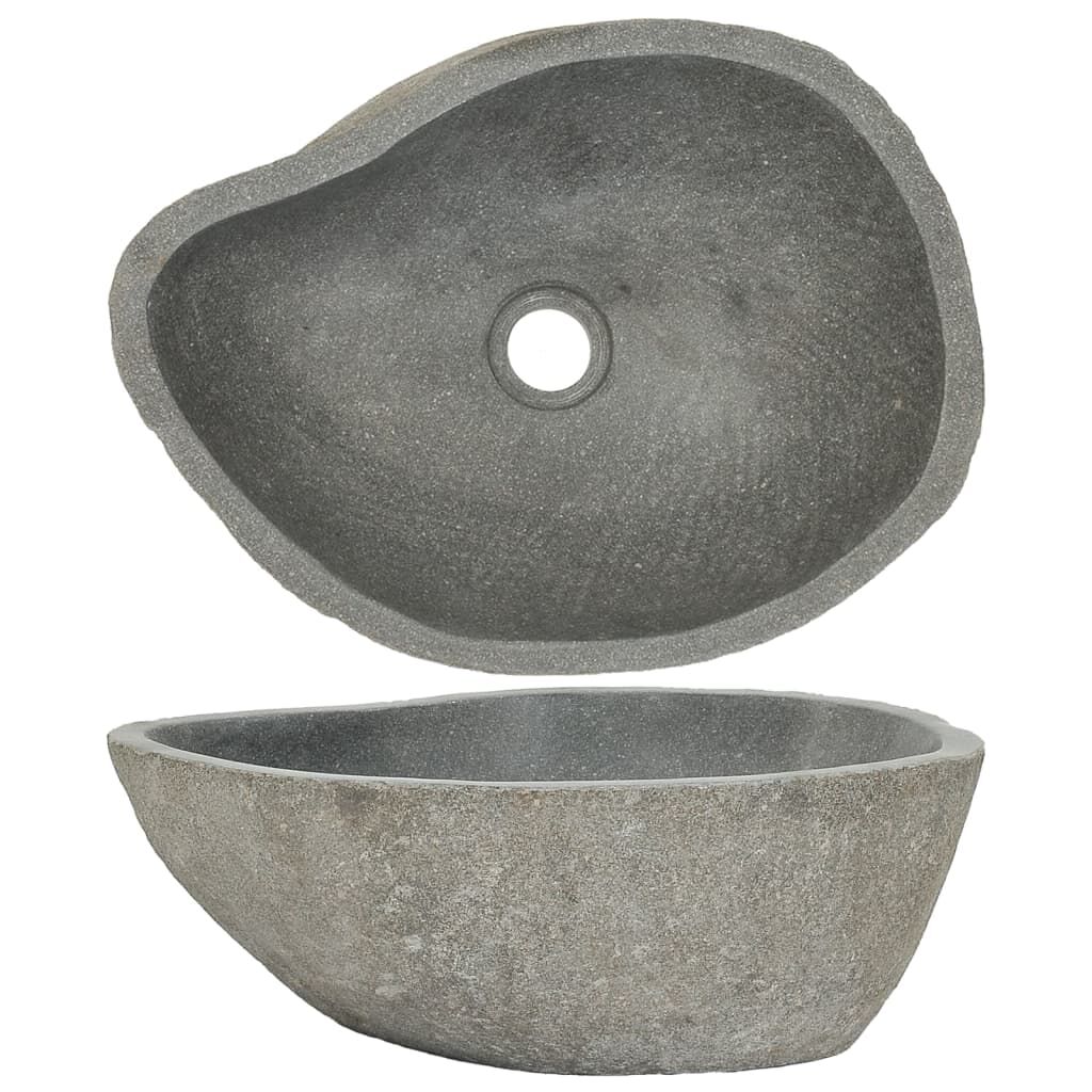 vidaXL Έπιπλο Μπάνιου από Μασίφ Ξύλο Teak με Νιπτήρα River Stone