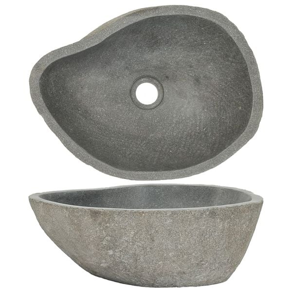 vidaXL Έπιπλο Μπάνιου από Μασίφ Ξύλο Teak με Νιπτήρα River Stone