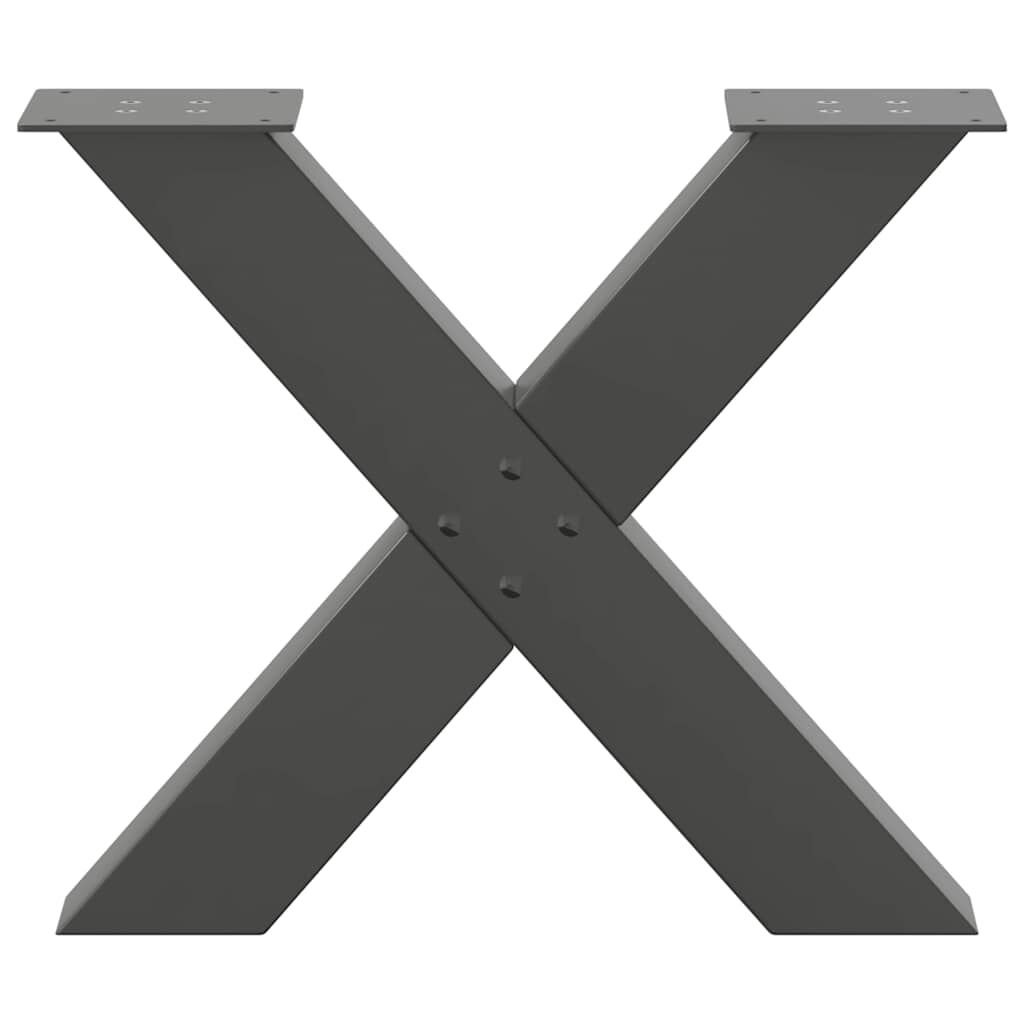 vidaXL Πόδια Τραπεζιού Σαλονιού σε Σχήμα Χ, 2 τεμ. Ανθρακί 60x(42-43) εκ. Ατσάλι