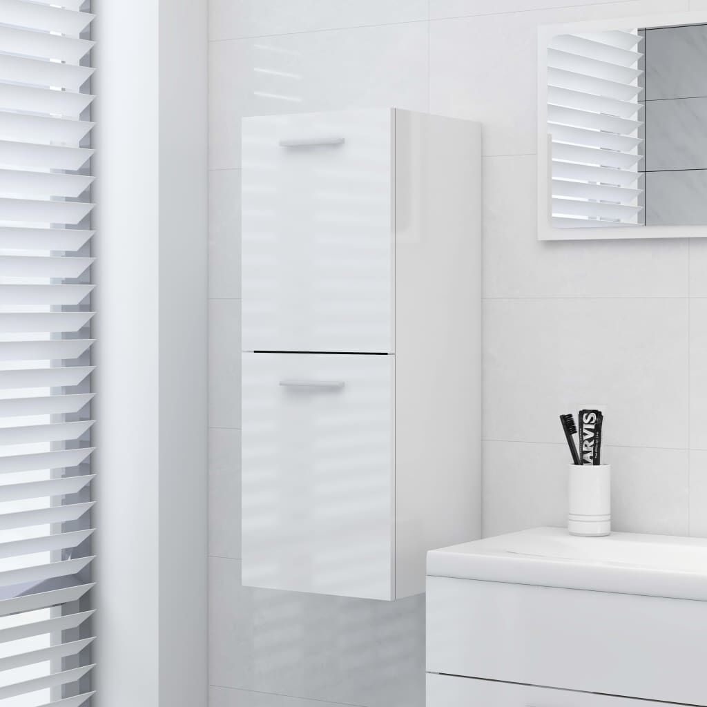 vidaXL Ντουλάπι Μπάνιου Γυαλιστερό Λευκό 30x30x80 εκ. από Επεξ. Ξύλο