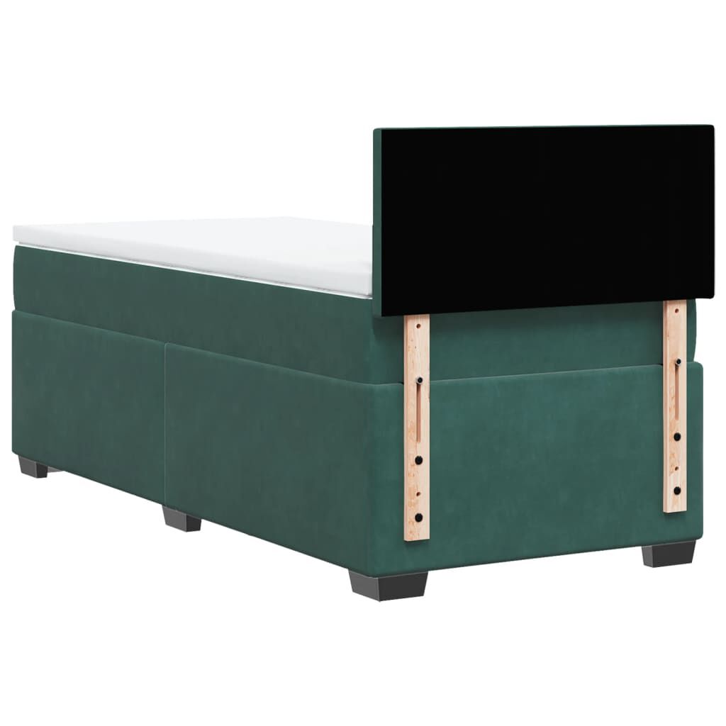 vidaXL Κρεβάτι Boxspring με Στρώμα Σκούρο Πράσινο 100x200εκ. Βελούδινο