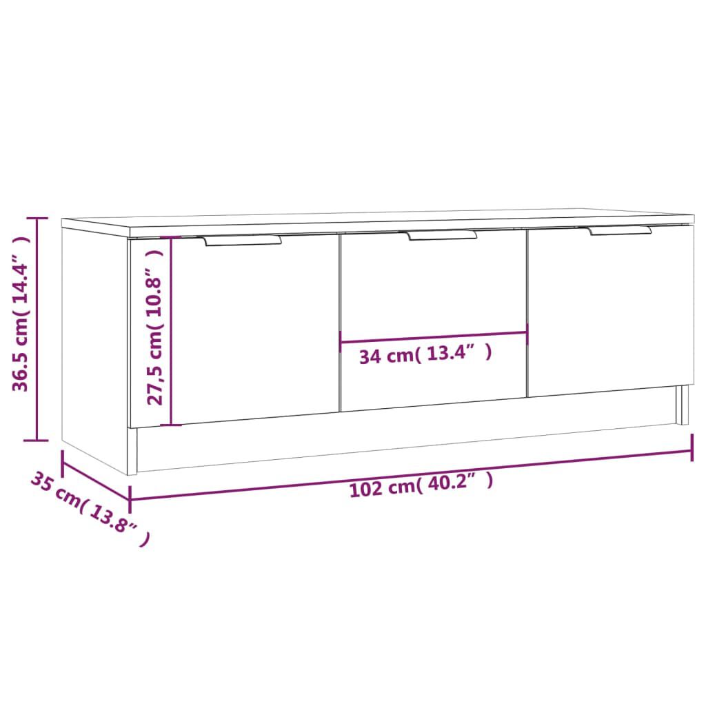 vidaXL Έπιπλο Τηλεόρασης Καπνιστή Δρυς102x35x36,5εκ.Επεξεργασμένο Ξύλο