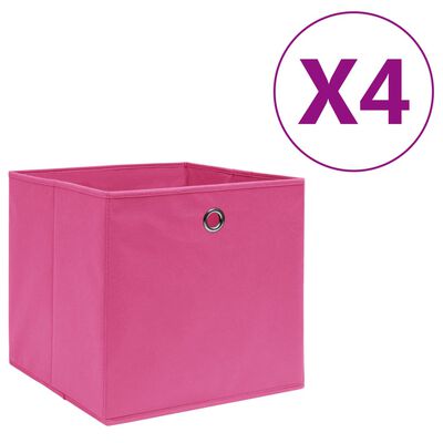vidaXL Κουτιά Αποθήκευσης 4 τεμ. Ροζ 28x28x28 εκ. Ύφασμα Non-woven