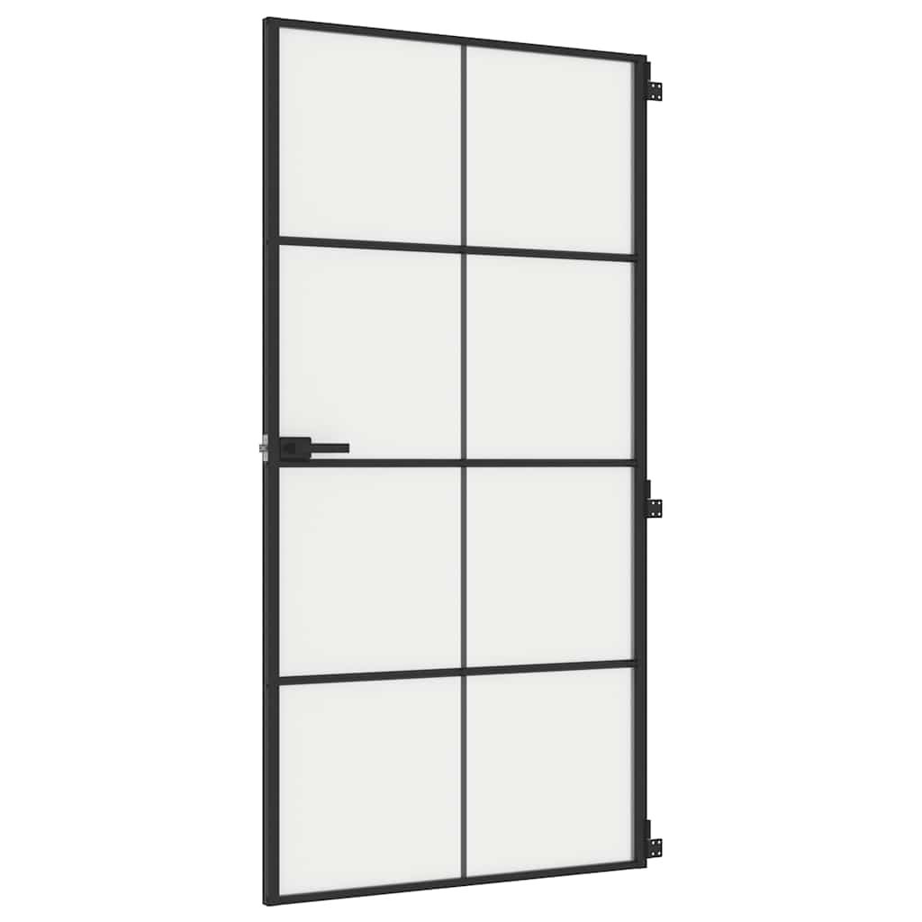 vidaXL Εσωτερική Πόρτα Μαύρη 102,5x201,5 εκ. Ψημένο Γυαλί & Αλουμίνιο