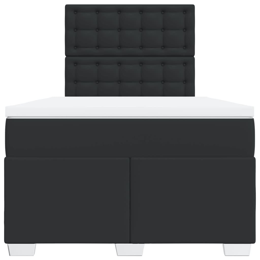 vidaXL Κρεβάτι Boxspring με Στρώμα Μαύρο 120x190εκ.από Συνθετικό Δέρμα