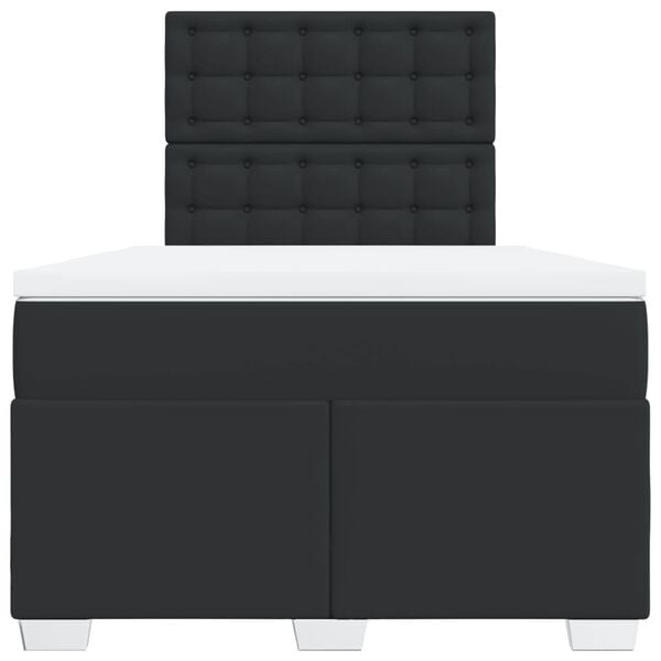 vidaXL Κρεβάτι Boxspring με Στρώμα Μαύρο 120x190εκ.από Συνθετικό Δέρμα